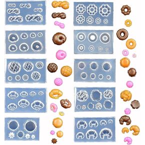 CoolDIY Multipurpose Mini Silicone Mould Set: Bread, Chocolate, Croissants, Multiple Designs - Perfect for Clay Crafts, Dollhouse Miniatures, Nail Art Decor (5Pcs Group2)