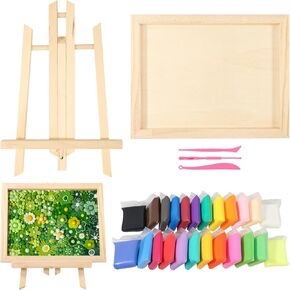 Hansilk Clay Art & Frame Kit-هدية عيد الأم لأمي ، مركبة الكل في واحد مع أدوات Basswood Frame & Clay للأطفال ، البالغين | ديي ديكور المنزل ، نشاط الترابط العائلي ، هدايا العطلات الإبداعية