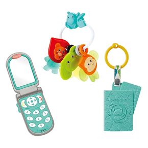 Infantino Mini Me Play Play Set - هاتف Flip Electronic ، زملاء جواز السفر والزملاء الحلقي الرئيسي ، مرآة صورة شخصية ، أضواء ، أزرار وأصوات ، 3 عبارات ثنائية اللغة ، للرضع والأطفال الصغار 0M+