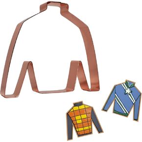 The Fussy Pup Jockey Silks Cookie Cutter 4.5 "النحاس المصنوع يدويًا في الولايات المتحدة الأمريكية-توريد حفلات السباق للخيول ، وهدية سباق الخيل ، وأداة الخبز ذات الطابع الفوري
