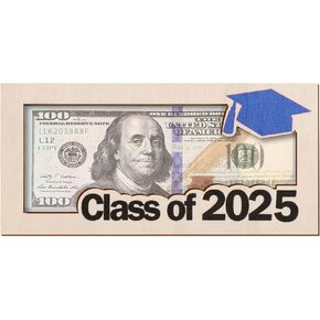 صاحب التخرج أموال هدية ، 7.5 × 3.5 بوصة بطاقة التخرج الخشبية صندوق الأموال 2025 مخصصة DIY Cash Envelope Box هدية هدية هدية للخريجين (الأزرق) (الأزرق)