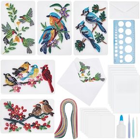 Webeedy 20 Sets Quilling Kit للبالغين المبتدئين DIY 5 أنماط طقم طقم بطاقات البطاقات طقم تحية طقم مع تعليمات DIY Quill