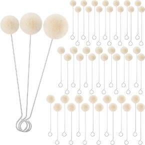 Briwoody 50 PCS 3 Sister Wool Daubers Ball Brage 0.51 '' 0.75 '' 0.98 '' Tool Tool Tool tool for dauber الجلود مع مقبض معدني لتلطيخ مشاريع الحرف اليدوية DIY