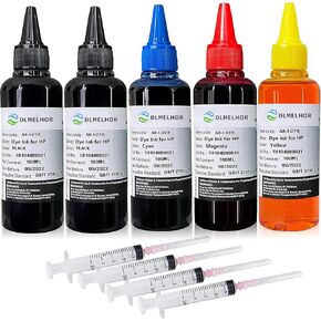 Refill Ink Kit for HP 61 60 62 63 950 902 564 920 901 940 Inkjet Printer Cartridges Refillable Ink Cartridges CISS System 4 Color Set 5pcs(2BK+CMY) with 4 Syringe,500ml