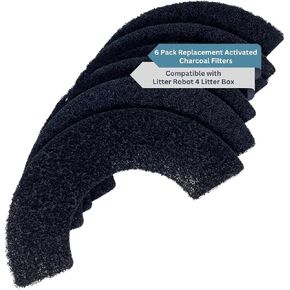 FRESH HEADQUARTERS 6 Pack Replacement Filters Compatible with Litter-Robot 4 – Activated Charcoal Cat Litter Box Filters Eliminate Odors and Easy Installation