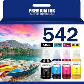 542 Ink Refill Bottle for EcoTank Pro ET-16600, ET-5150, ET-5170, ET-5180, ET-5800, ET-5850, ET-5880, ET-16650, Workforce ST-C8000, ST-C8090（BK C M Y）