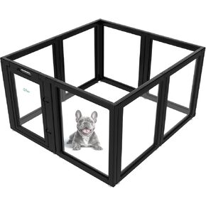 FXW Auraspace acrylic indoor dog playpen for Puppies والكلاب الصغيرة ، 24 بوصة ، 8 لوحات ، أسود