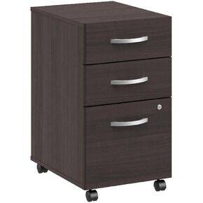 Bush Business Furniture Arrive 3 Drawer Mobile File Cabinet - Assembled in Natural Elm, Rolling Document Storage for Reception Area or Professional Office