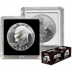 BCW 2x2 Coin Snap - Dollar - 5ct | Coin Holder Case for 38.5mm US "Eisenhower" Dollar | Snap Together Design | Morgan and Peace Dollar Holder