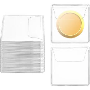 50 PCS أكمام عملة بلاستيكية واحدة 2.2 × 2.2 بوصة مربعة واضحة بيني حاملي PVC COINS COINS CONEVES COLLECTOR