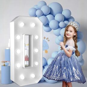 FAYLISVOW 2.4FT/28.74in Marquee Light up Numbers Marquee Number 2 with White Lights for Birthday Party Large Mosaic Frame Letter Cardboard Pre-Cut Giant Cut-Out Thick Foam Board Sign DIY Decorations