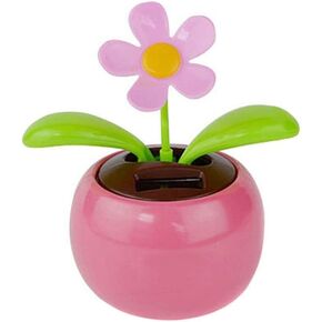 Pink Solar Powering Dancing Swinging Flower Car Ornament Decore Home Office Decor ، Home Funder for Friends Solar Power Kits 4.72 "× 2.76" (تقريبا.)