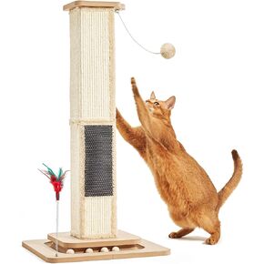 Cat Scratching Post Sisal Scratch Posts for Indoor Cats Adults Tower Cat Scratch Furniture Protector Large Cat Scratcher Kitten Toys Tall 33 Inch