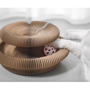 Cat Scratcher ، Kitty Kurlz Cat Toy ، عضو سحري طراز لا نهائي قابل للانعكاس مصنوع من كرتون مموج قابل لإعادة التدوير ، وألعاب القطط المقاومة للخدش ومقاومة للتآكل للقطط الداخلية
