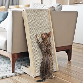 Petkaray Cat Scratcher ، منحدر خدش Cat Sisal ، L شكل Cat Scratch Pad للقطط الداخلية ، واقي أثاث الجدران مع Catnip كبير