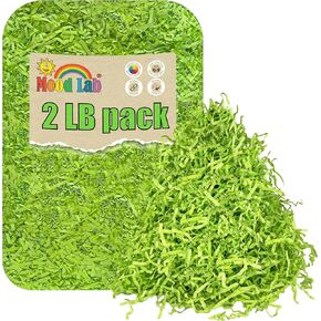 Mood Lab Crinkle Cut Paper Shred Filler - 2 LB Green - Pucredded Cut Paper لملء السلة - مربع الهدايا Kraft Paper