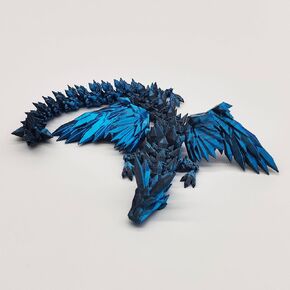 3D Printed Dragon with Wings, Crystal 3D Printed Dragon, 3D Printed Animals, 3D Printed Movable Animals, Home Office Decor Executive Desk Toy (Dark Blue)