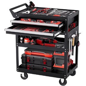 عربة الأدوات ذات 4 طبقات Vevor مع عجلات ، سعة تحميل 350 رطلاً ، عربة عمل متداول مع درج و Pegboard ، منظم تخزين الأدوات الميكانيكي مع نظام قفل للمرآب والمستودع ومتجر إصلاح ، أسود
