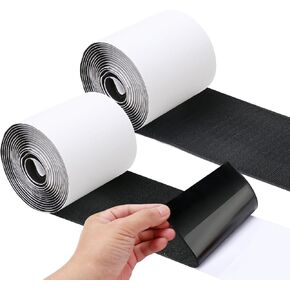 4.4 "× 15 قدمًا خطافًا لاصقًا شاقًا وشرائط حلقة - قفل قابل لإعادة الاستخدام للمنزل والمكاتب والحرف (أسود)