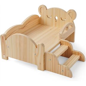 Babeside Baby Baby Doll Bed for 10-12 Inges Dolls و Wooden Baby Doll Crib و Bear Sytle Baby Doll Sleep Bed Fit Netboln Dolls Boys & Girls