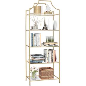 3 Tier Bookshelf, Metal Book Shelf for Storage, Storage Display Bookcase, Modern Open Book Case for Bedroom, Living Room, Glass Office Organization Shelf, 41.3" X 26" X 13" in Kuwait