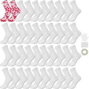 Silkfly 20 Set White Cotton Socks for Tie Dye Things to Tie Dye Kit Crew Socks for DIY Kids Adult Party Supplies(Medium)