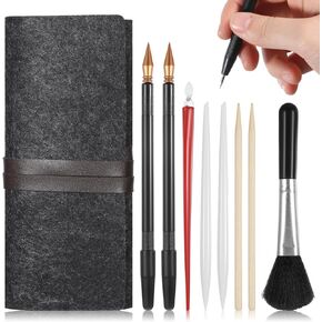 9 Pcs Scratch Art Tools, Scratch Painting Art Tool Scratching Drawing Tool Set Including Tool Bag, Scratch Coloring Pens, Plastic and Wooden Stylus, Scraper, Clean Brush