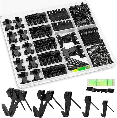 شماعات صور Kurui ، 385pcs صورة معلقة مع السنانير الشاقة معلقة ، Sawtooth ، أظافر الأجهزة وأداة تعليق الصور ، شماعات الجدار للإطار ، الرسم ، الفن ، الصورة (الفضة) in Kuwait