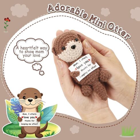 Positive Crochet Otter Gifts for Mother’s Day, Mom I Otterly Love You Handmade Crochet Animals for Mom Birthday Gifts Bonus Mother in Law Stepmom from Daughter Son in Saudi Arabia