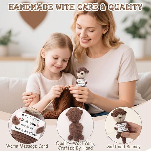 Positive Crochet Otter Gifts for Mother’s Day, Mom I Otterly Love You Handmade Crochet Animals for Mom Birthday Gifts Bonus Mother in Law Stepmom from Daughter Son in Saudi Arabia