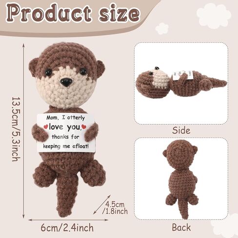 Positive Crochet Otter Gifts for Mother’s Day, Mom I Otterly Love You Handmade Crochet Animals for Mom Birthday Gifts Bonus Mother in Law Stepmom from Daughter Son in Saudi Arabia