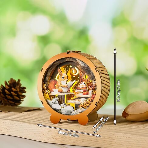 WOODBESTS Wooden Puzzles 3D Nightlight(Night Reading Squirrel) DIY Wooden Puzzles for Adults-3D Wooden Puzzle Night Light for Seniors-Exquisite Desk Decor for DIY Puzzle Lovers in Saudi Arabia