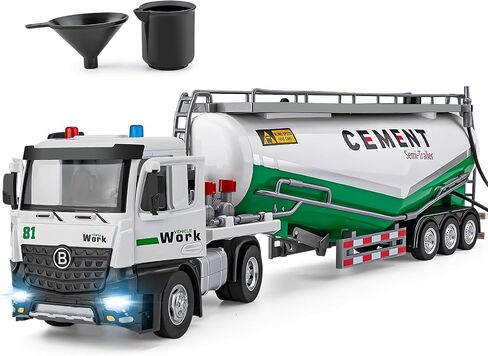Semi Truck Toy for 3 4 5 6 7 Years Old Boys Toddlers, Large Tanker Truck with Metal Cab, Lights and Sounds, Working Water Pump, Friction Powered Tractor Trailer Car for Kids,18.2" in Saudi Arabia