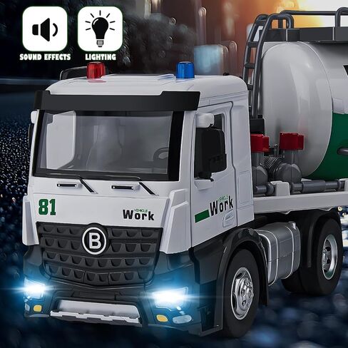 Semi Truck Toy for 3 4 5 6 7 Years Old Boys Toddlers, Large Tanker Truck with Metal Cab, Lights and Sounds, Working Water Pump, Friction Powered Tractor Trailer Car for Kids,18.2" in Saudi Arabia