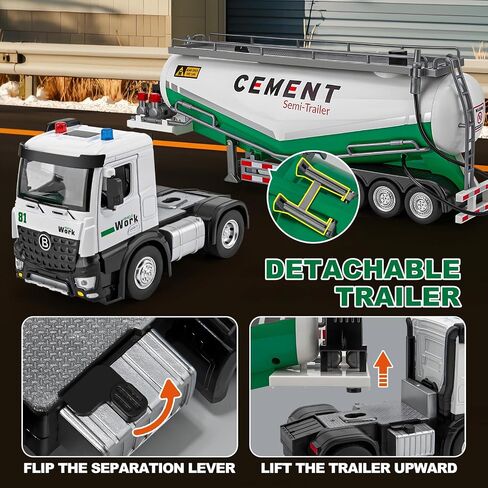 Semi Truck Toy for 3 4 5 6 7 Years Old Boys Toddlers, Large Tanker Truck with Metal Cab, Lights and Sounds, Working Water Pump, Friction Powered Tractor Trailer Car for Kids,18.2" in Saudi Arabia
