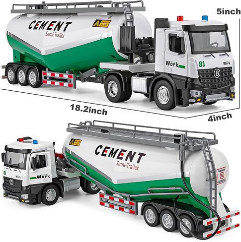 Semi Truck Toy for 3 4 5 6 7 Years Old Boys Toddlers, Large Tanker Truck with Metal Cab, Lights and Sounds, Working Water Pump, Friction Powered Tractor Trailer Car for Kids,18.2" in Saudi Arabia
