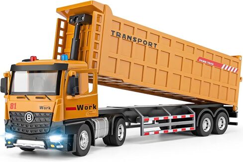 Semi Truck Toy for 3 4 5 6 7 Years Old Boys Toddlers, Large Tanker Truck with Metal Cab, Lights and Sounds, Working Water Pump, Friction Powered Tractor Trailer Car for Kids,18.2" in Saudi Arabia