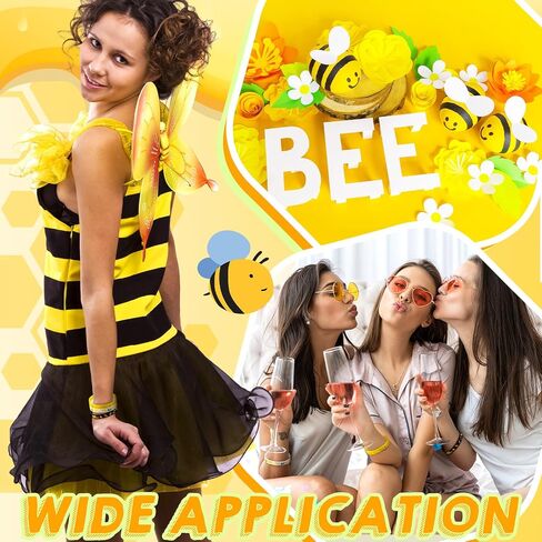 Poen 120 Pcs Bee Silicone Bracelets Bulk Bee Wristband Assorted Color Bee Theme Party Favors Bee Rubber Wristband for Summer Christmas Bee Birthday Party Supplies in Saudi Arabia