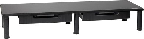Mind Reader Dual Monitor Stand, Height Adjustable, Desktop Organizer, Laptop Riser, Office, 38.5" L x 11" W x 2.55-6.5" H, Black in Saudi Arabia