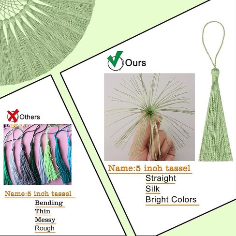 Handmade Graduation Bookmark Tassel Craft: 100pcs 5 Inches Silky Floss Soft Book Mark Tassels with Loops for DIY, Jewelry Making,Bookmarks,Souvenir, Graduation Tassel (Grass Green) in Saudi Arabia