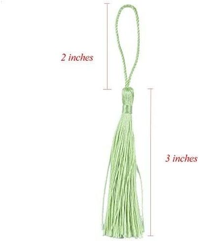 Handmade Graduation Bookmark Tassel Craft: 100pcs 5 Inches Silky Floss Soft Book Mark Tassels with Loops for DIY, Jewelry Making,Bookmarks,Souvenir, Graduation Tassel (Grass Green) in Saudi Arabia
