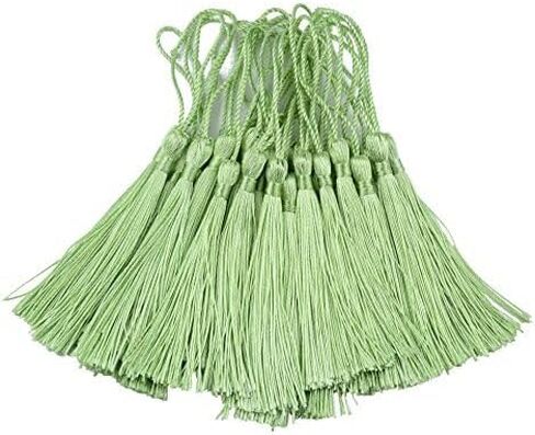Handmade Graduation Bookmark Tassel Craft: 100pcs 5 Inches Silky Floss Soft Book Mark Tassels with Loops for DIY, Jewelry Making,Bookmarks,Souvenir, Graduation Tassel (Grass Green) in Saudi Arabia