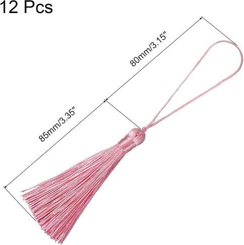 HARFINGTON Bookmark Tassels - 12Pcs 6.5" Silky Soft Mini Tassel with Loops for Keychain Graduation Handmade DIY Craft Accessory, Beige in Saudi Arabia
