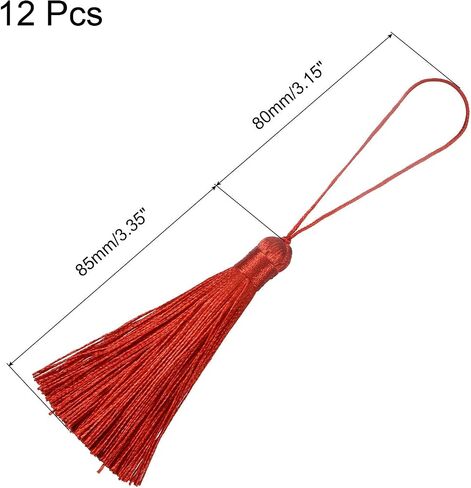 HARFINGTON Bookmark Tassels - 12Pcs 6.5" Silky Soft Mini Tassel with Loops for Keychain Graduation Handmade DIY Craft Accessory, Beige in Saudi Arabia