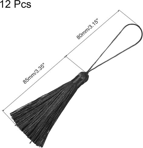 HARFINGTON Bookmark Tassels - 12Pcs 6.5" Silky Soft Mini Tassel with Loops for Keychain Graduation Handmade DIY Craft Accessory, Beige in Saudi Arabia