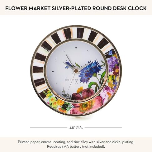 MACKENZIE-CHILDS Flower Market Silver Plated Round Desk Clock in Saudi Arabia