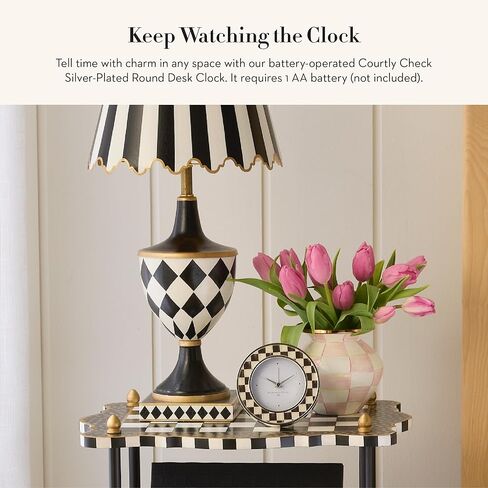 MACKENZIE-CHILDS Flower Market Silver Plated Round Desk Clock in Kuwait