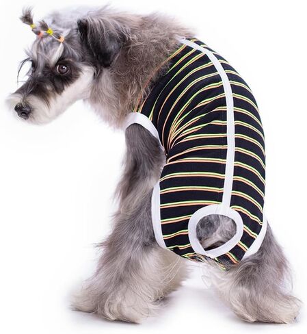 Dog Surgical Recovery Suit, Spay Recovery Suit for Dogs Cats, Post Surgery Dog Onesie for Male Female, Soft Comfortable & Breathable (Purple Stripe-L) in Kuwait