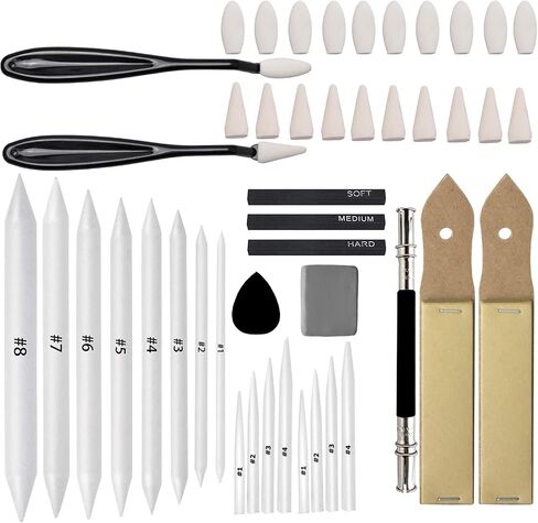 CAMATTO 14 PCS Blending Stumps and Tortillions Paper Art Blenders Set with Sandpaper Pencil Sharpener Pointer Compressed Charcoal Sticks for Student Artist Charcoal Sketch Drawing Shading in Saudi Arabia