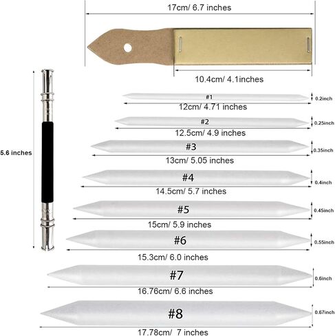 CAMATTO 14 PCS Blending Stumps and Tortillions Paper Art Blenders Set with Sandpaper Pencil Sharpener Pointer Compressed Charcoal Sticks for Student Artist Charcoal Sketch Drawing Shading in Saudi Arabia